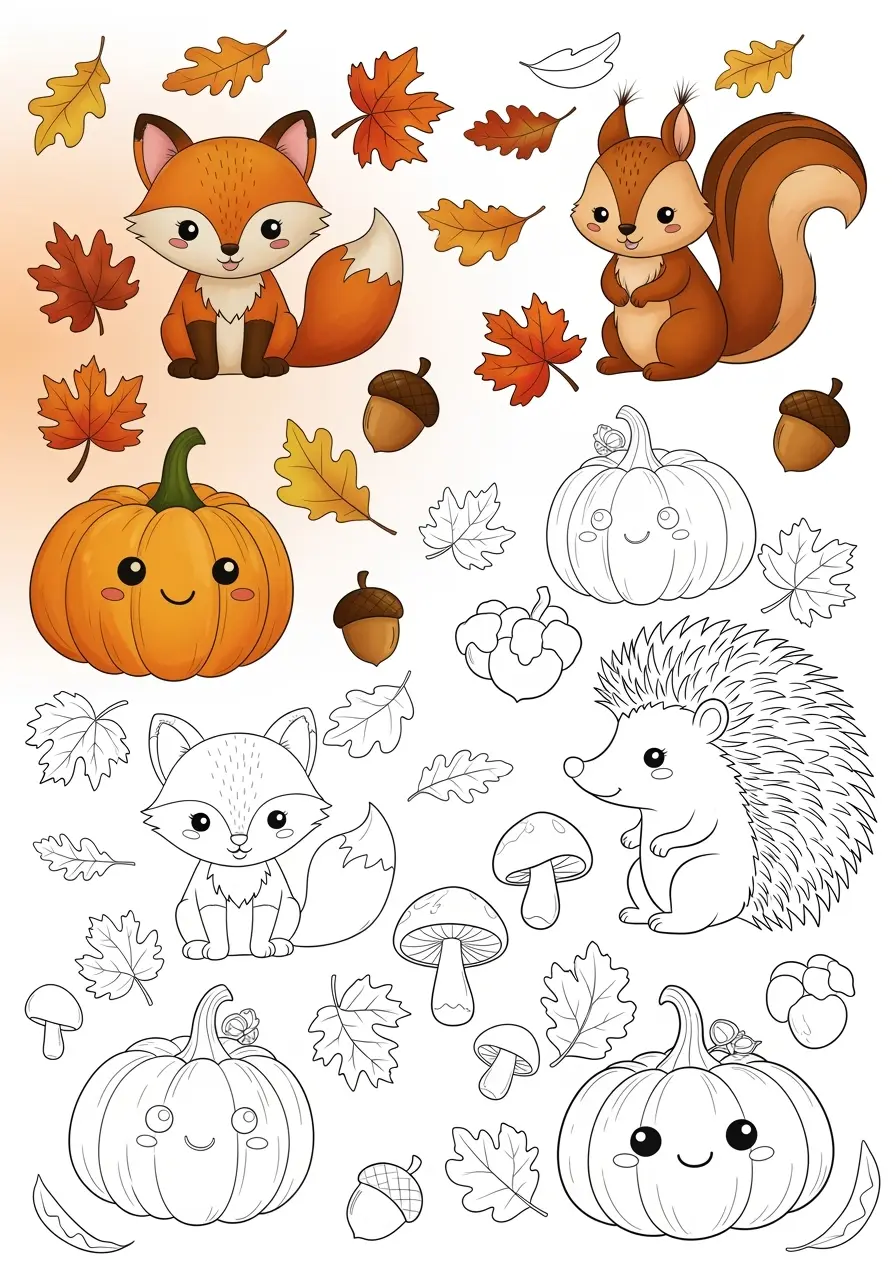 Cute Fall Coloring Pages