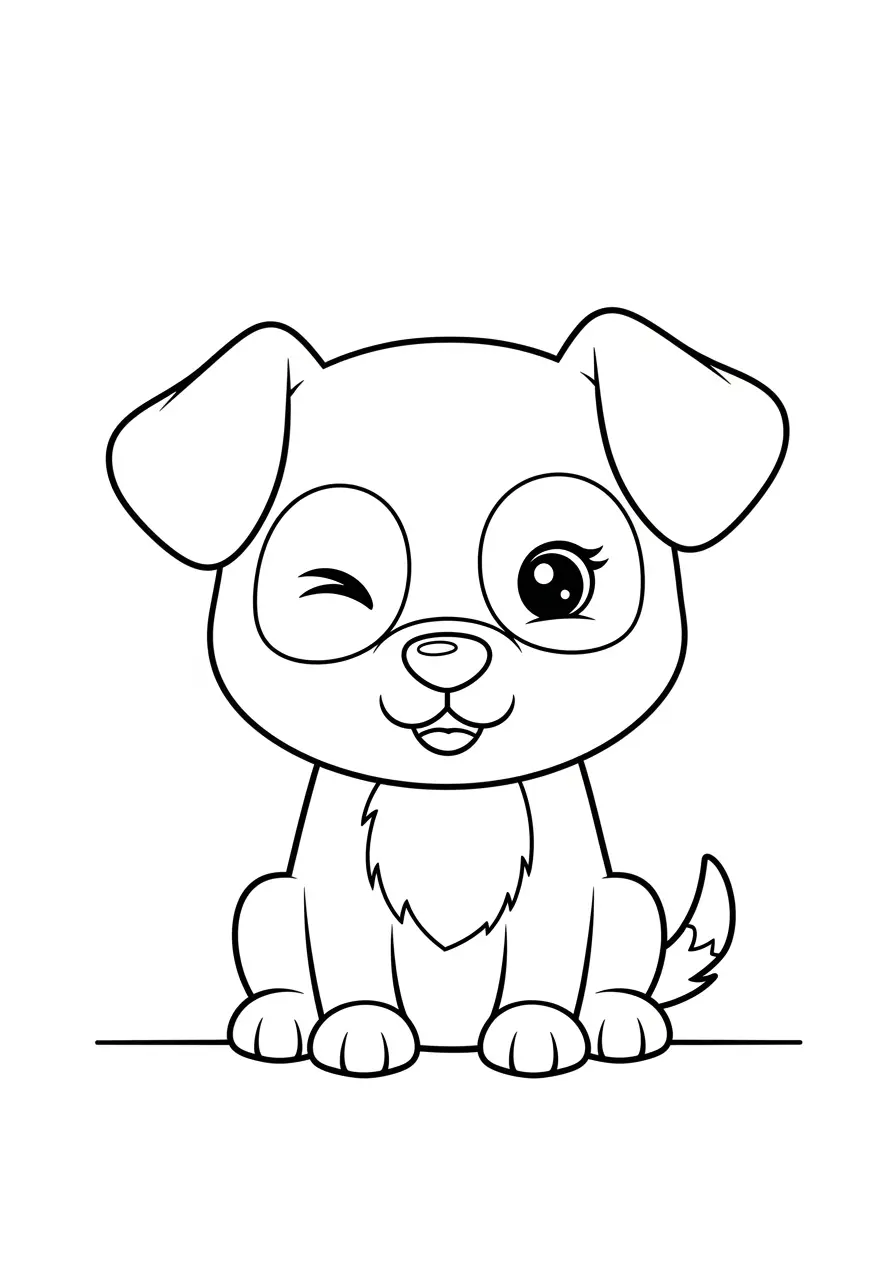 Adorable Dog Wink Coloring Page