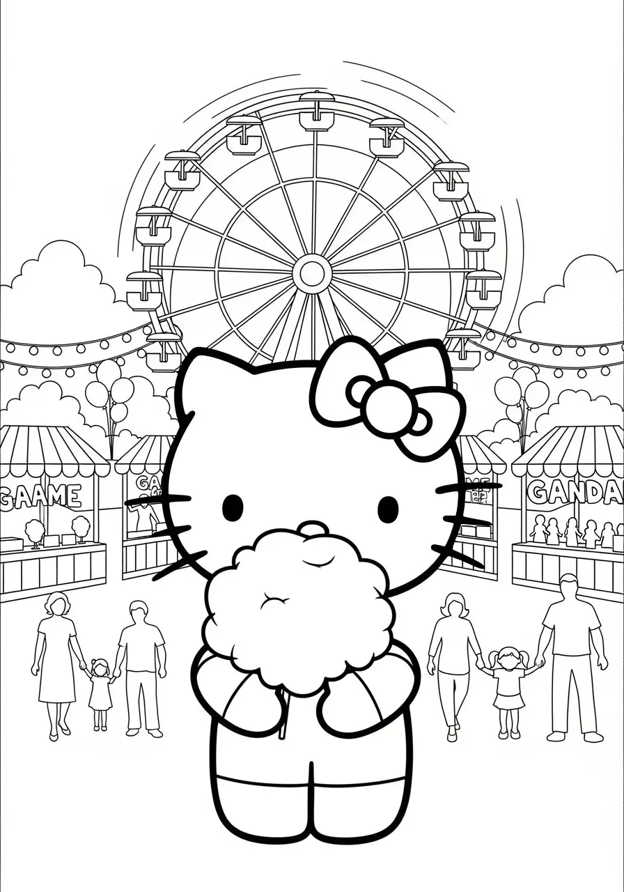 Adorable Hello Kitty Carnival Coloring