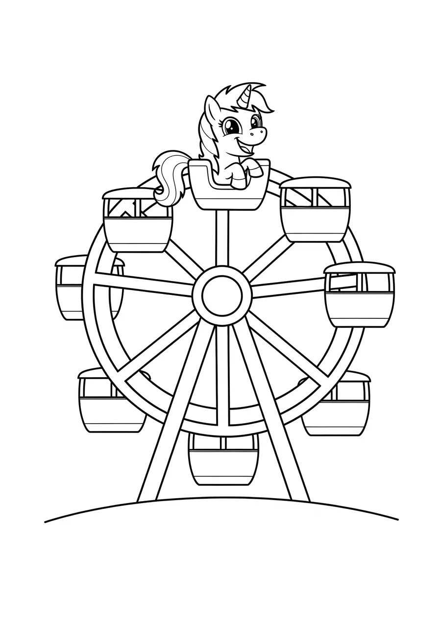 Adorable Horse Carnival Fun Coloring Page