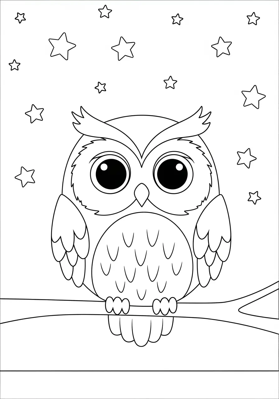 Adorable Owl Cute Easy Coloring Page