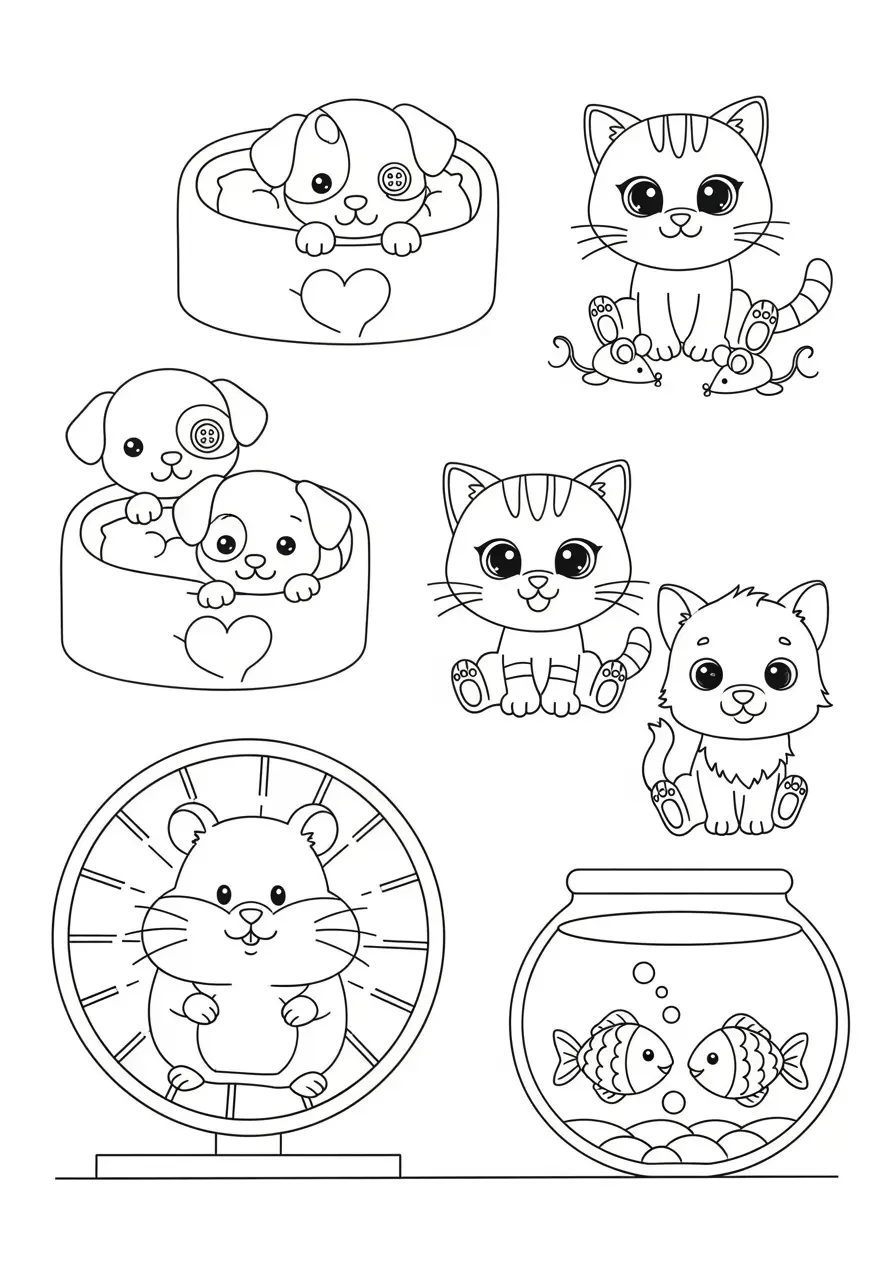 Adorable Pet Shop Simple Coloring Page