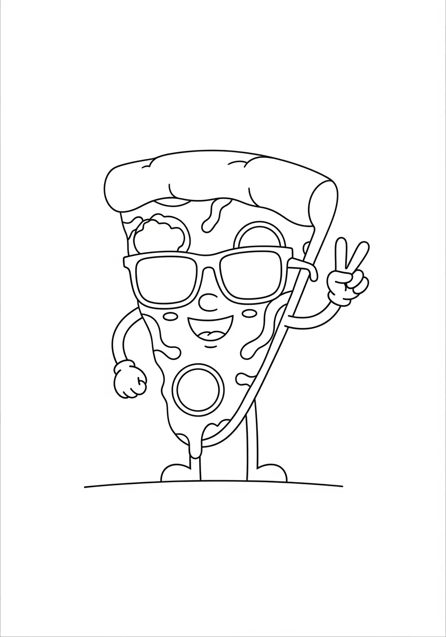 Adorable Pizza Party Coloring Page For Teens