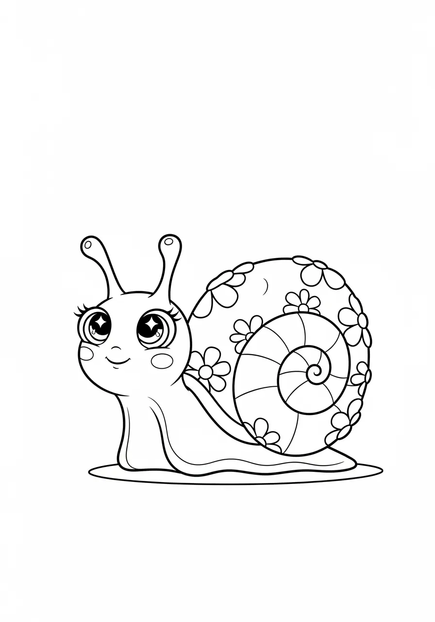 Adorable Snail Garden Nature Coloring Page