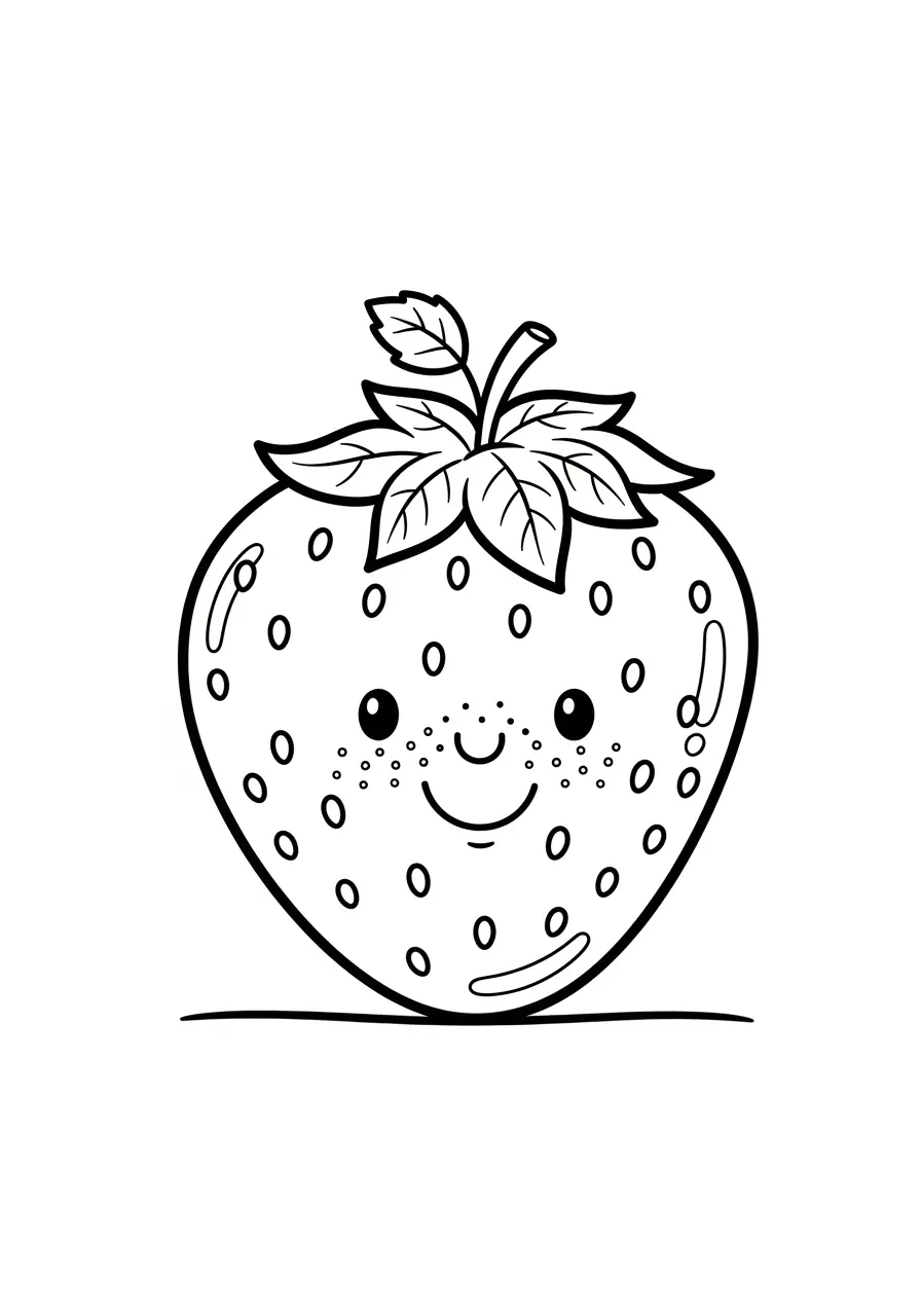 Adorable Strawberry Cute Simple Coloring Page
