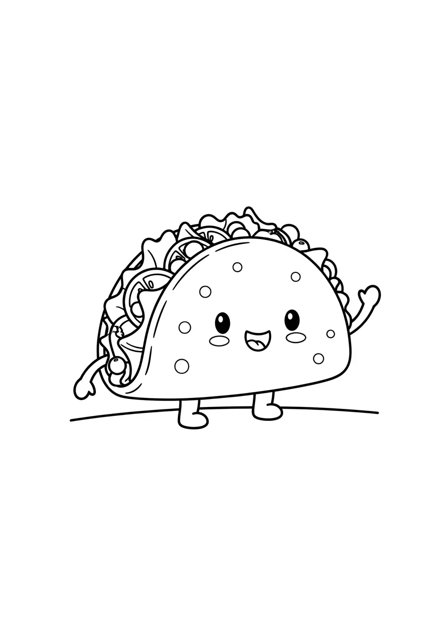 Adorable Taco Coloring Page