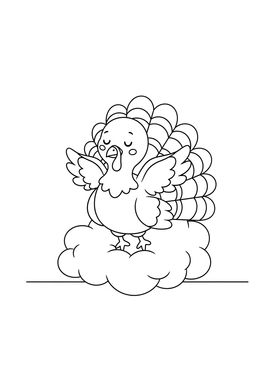 Adorable Turkey Angel Coloring Page