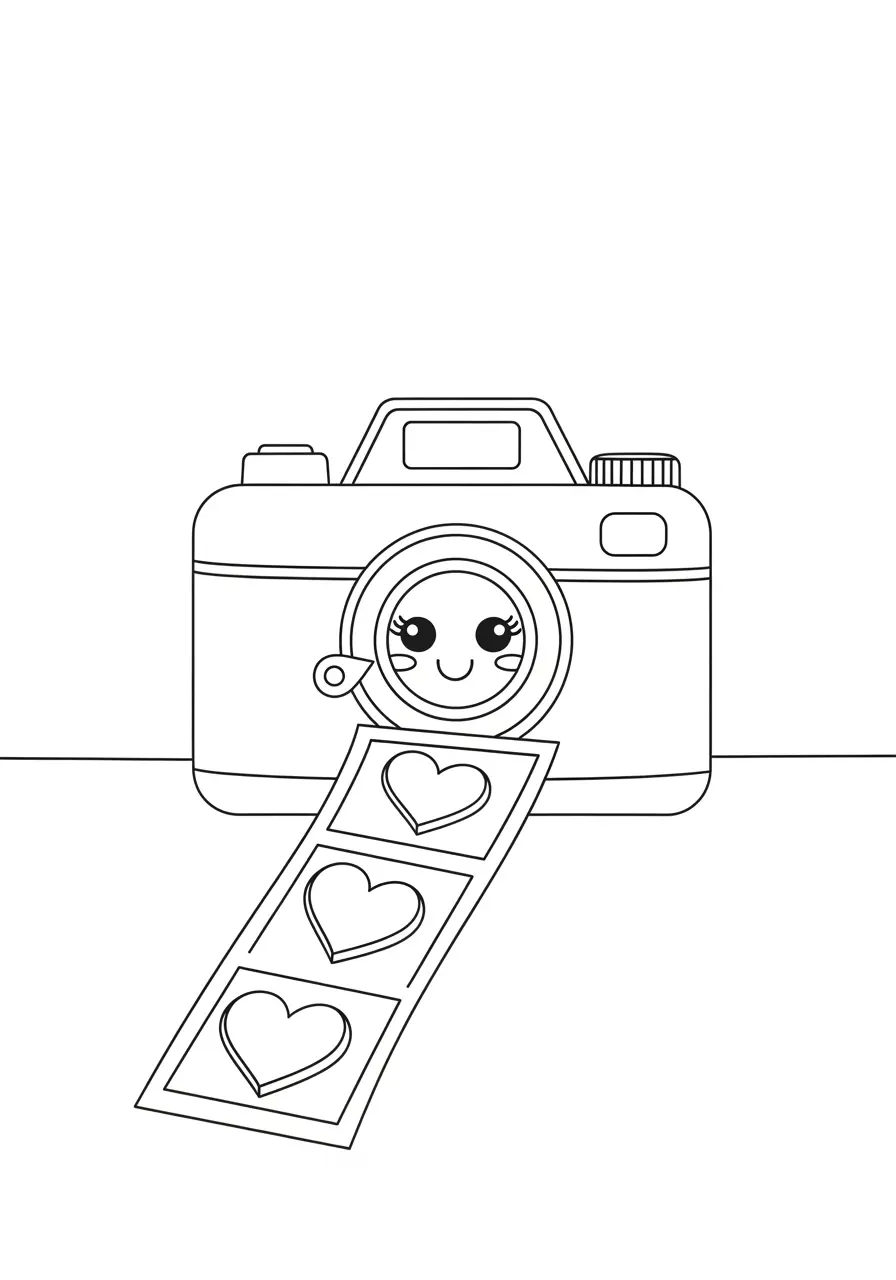 Aesthetic Polaroid Camera Coloring Page