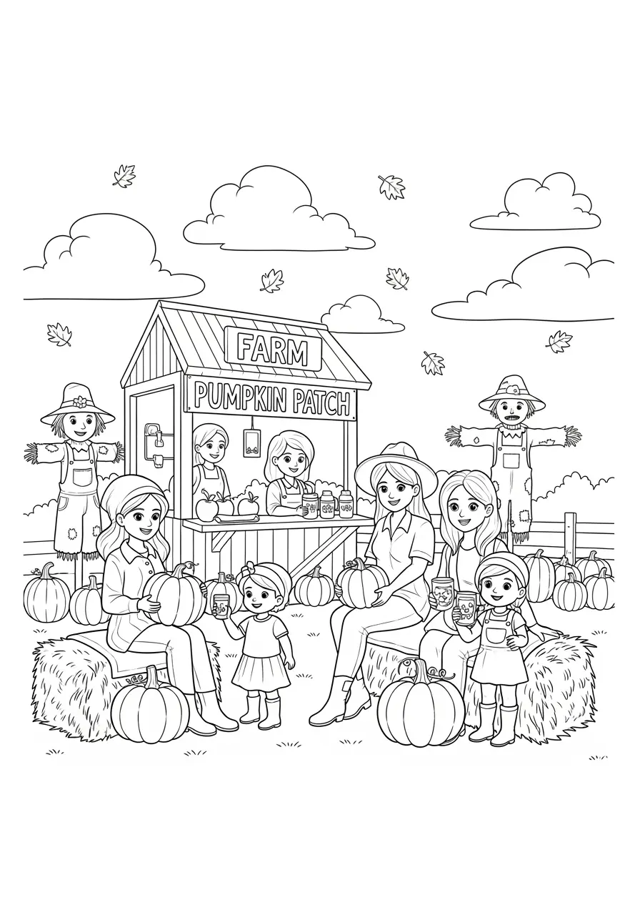 Autumn Harvest Cozy Coloring Page