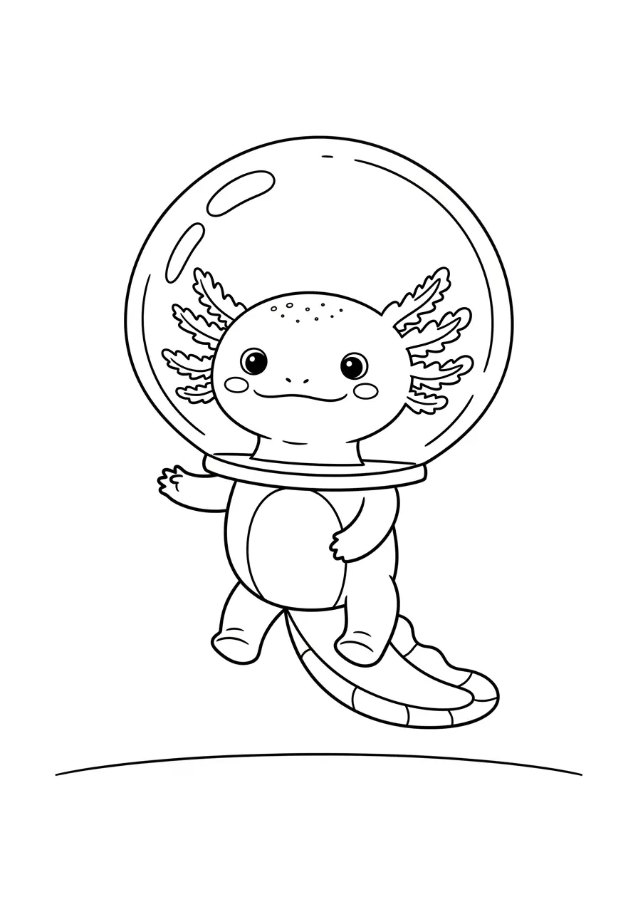 Axolotl Astronaut Coloring Page