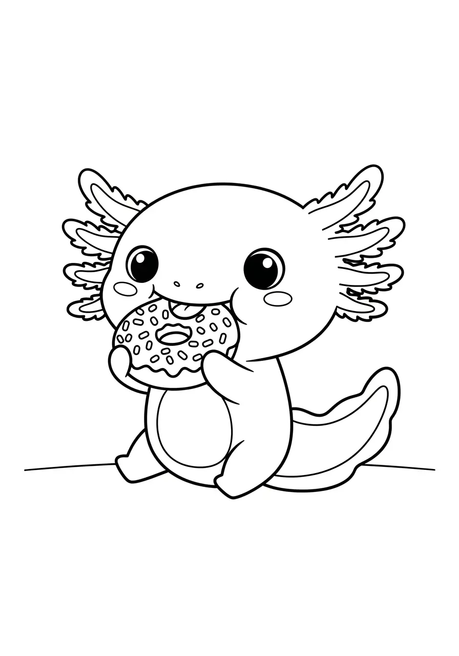 Axolotl Donut Shop Coloring Page
