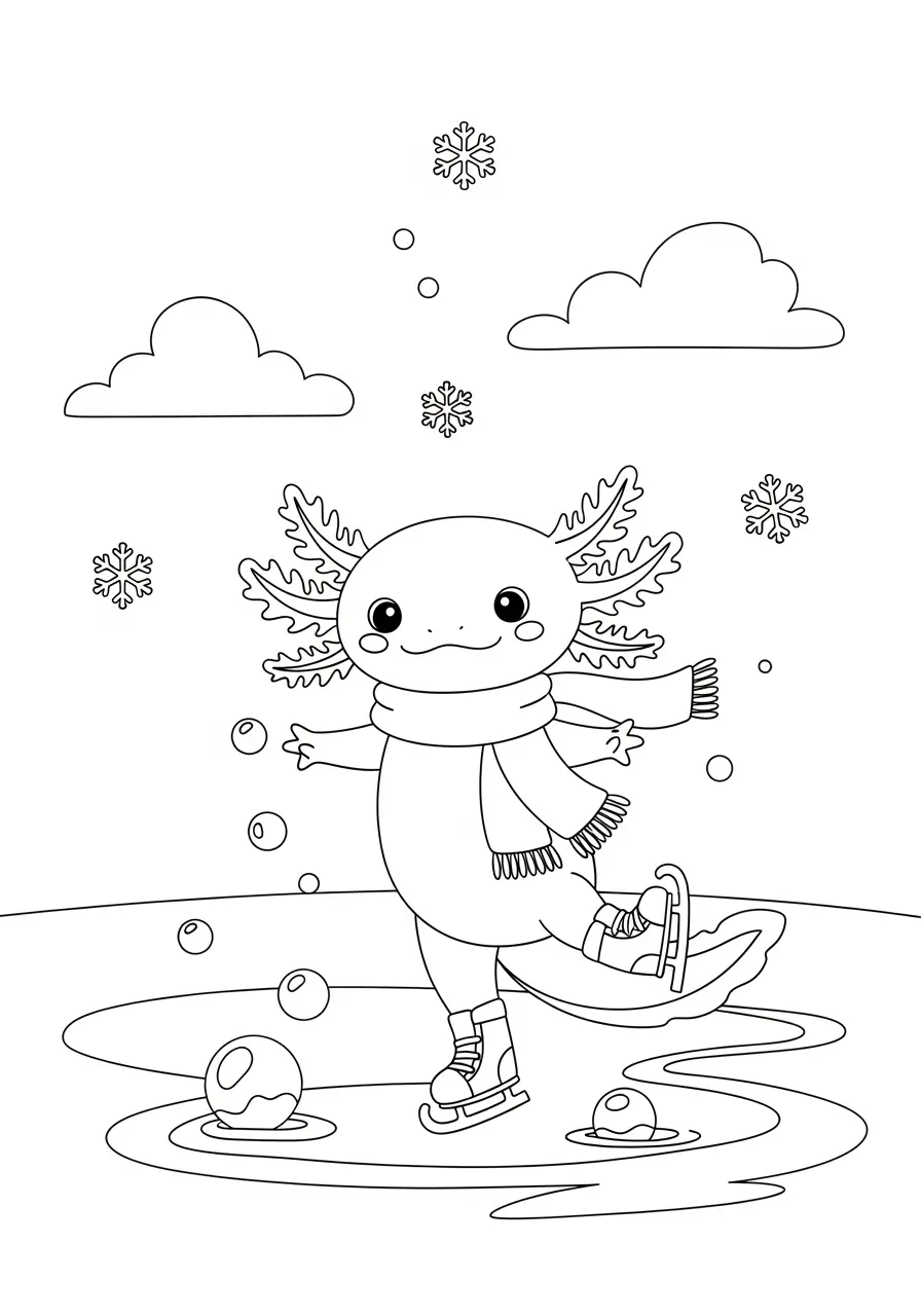 Axolotl Ice Skating Coloring Page