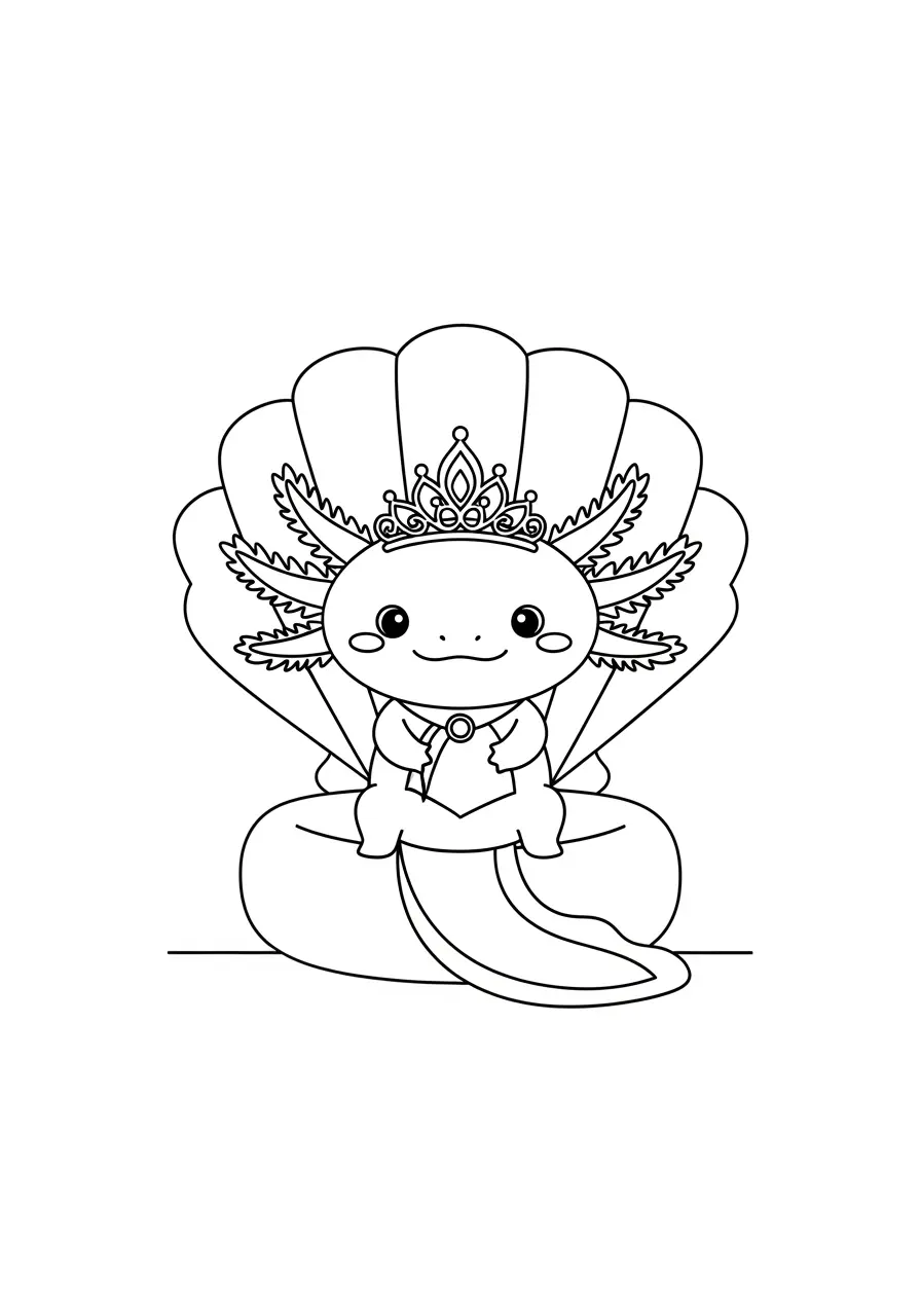 Axolotl Princess Coloring Page