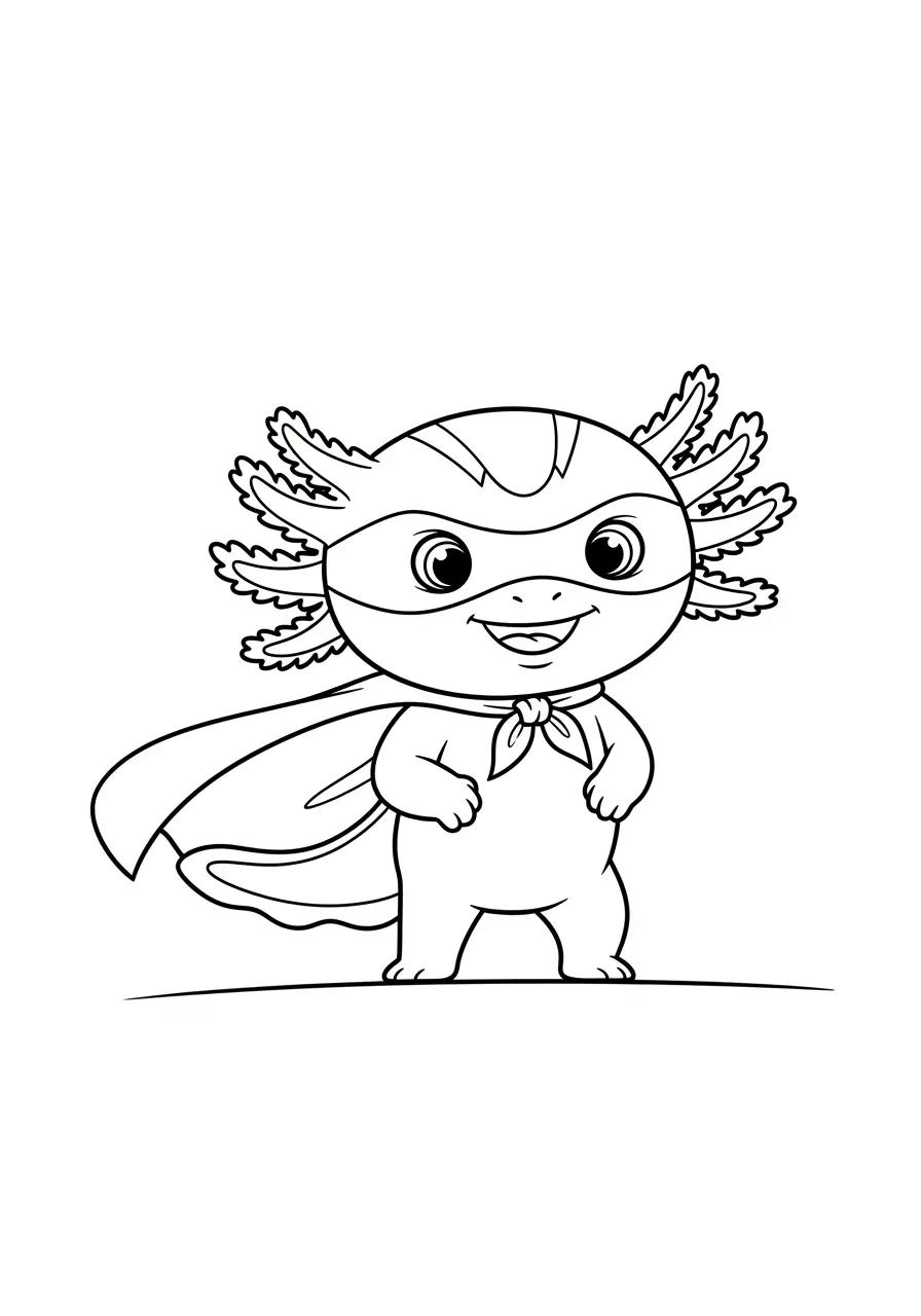 Axolotl Superhero Coloring Page