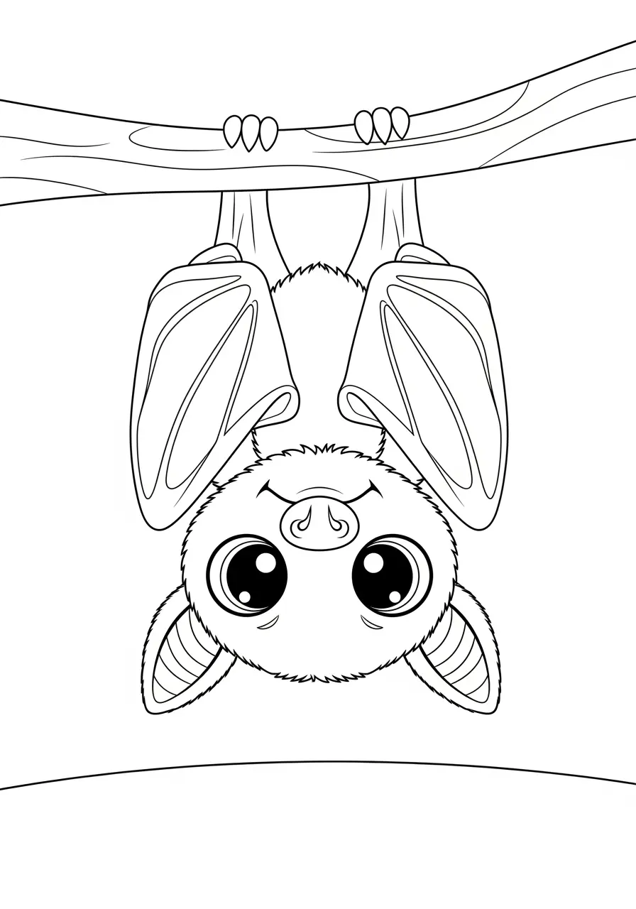 Baby Bat Cute Spooky Coloring Page