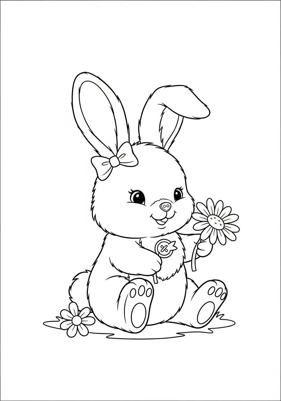 Baby Bunny Cute Animal Coloring Page