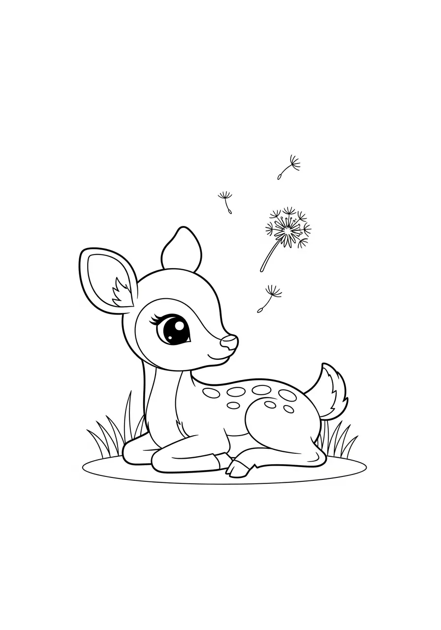Baby Deer Cute Animal Coloring Page