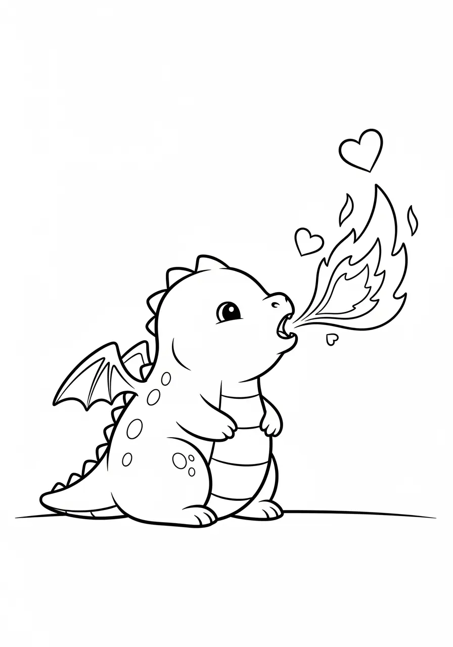 Baby Dragon Cute Spooky Coloring Page