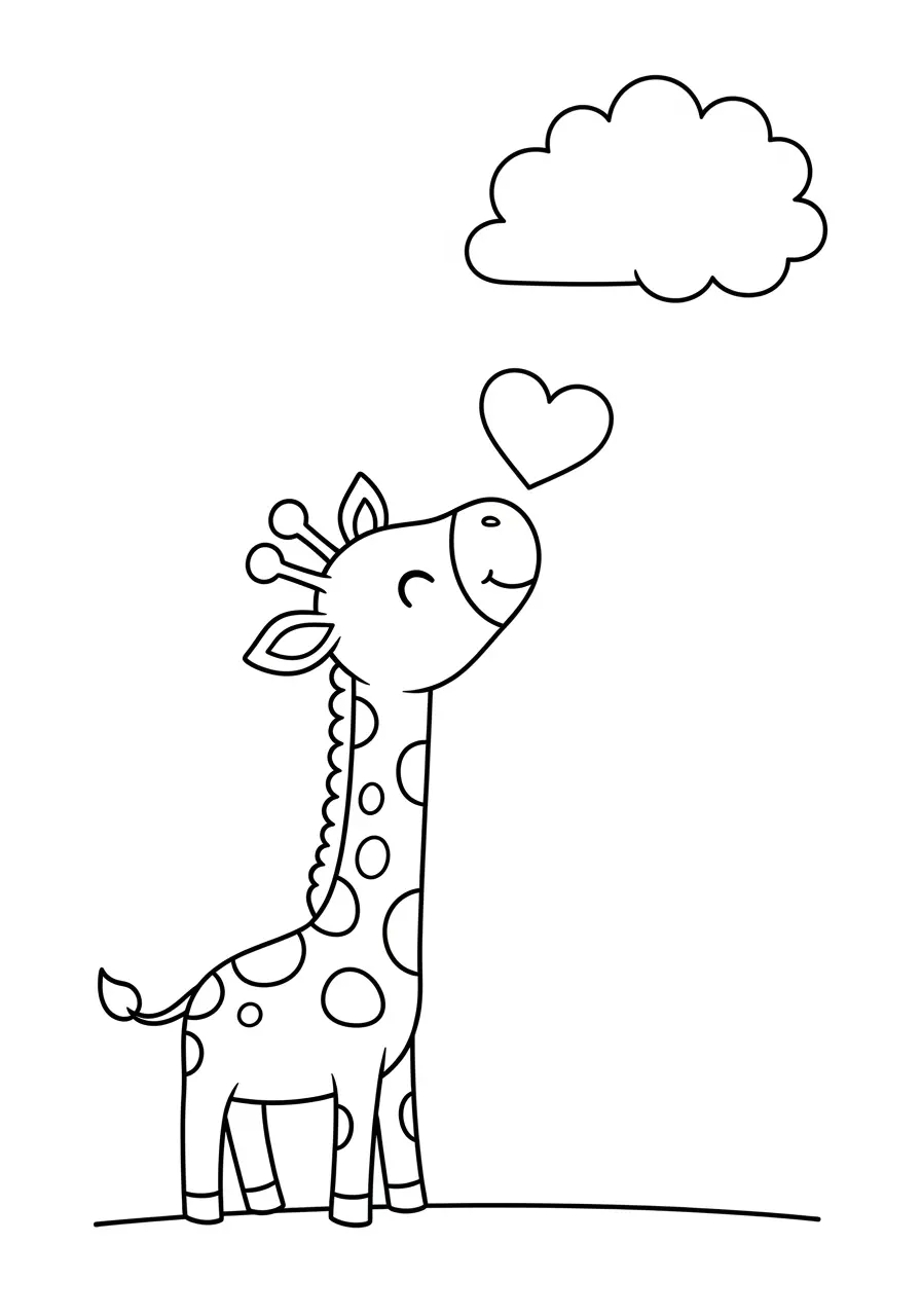 Baby Giraffe Cute Animal Coloring Page