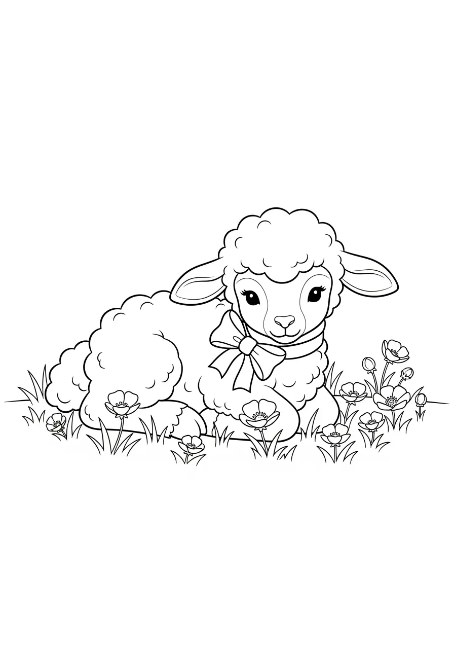 Baby Lamb Spring Coloring Page