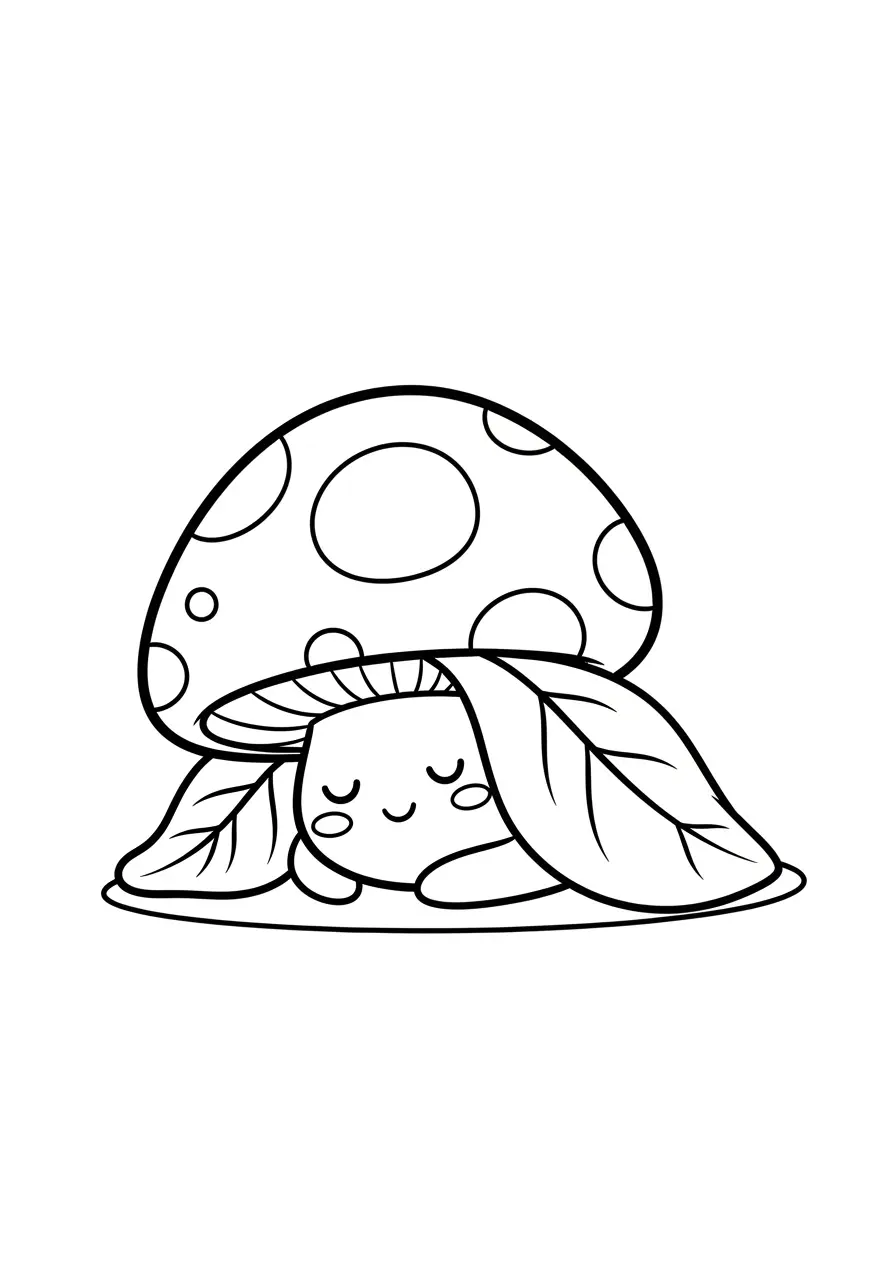 Baby Mushroom Nap Coloring Page
