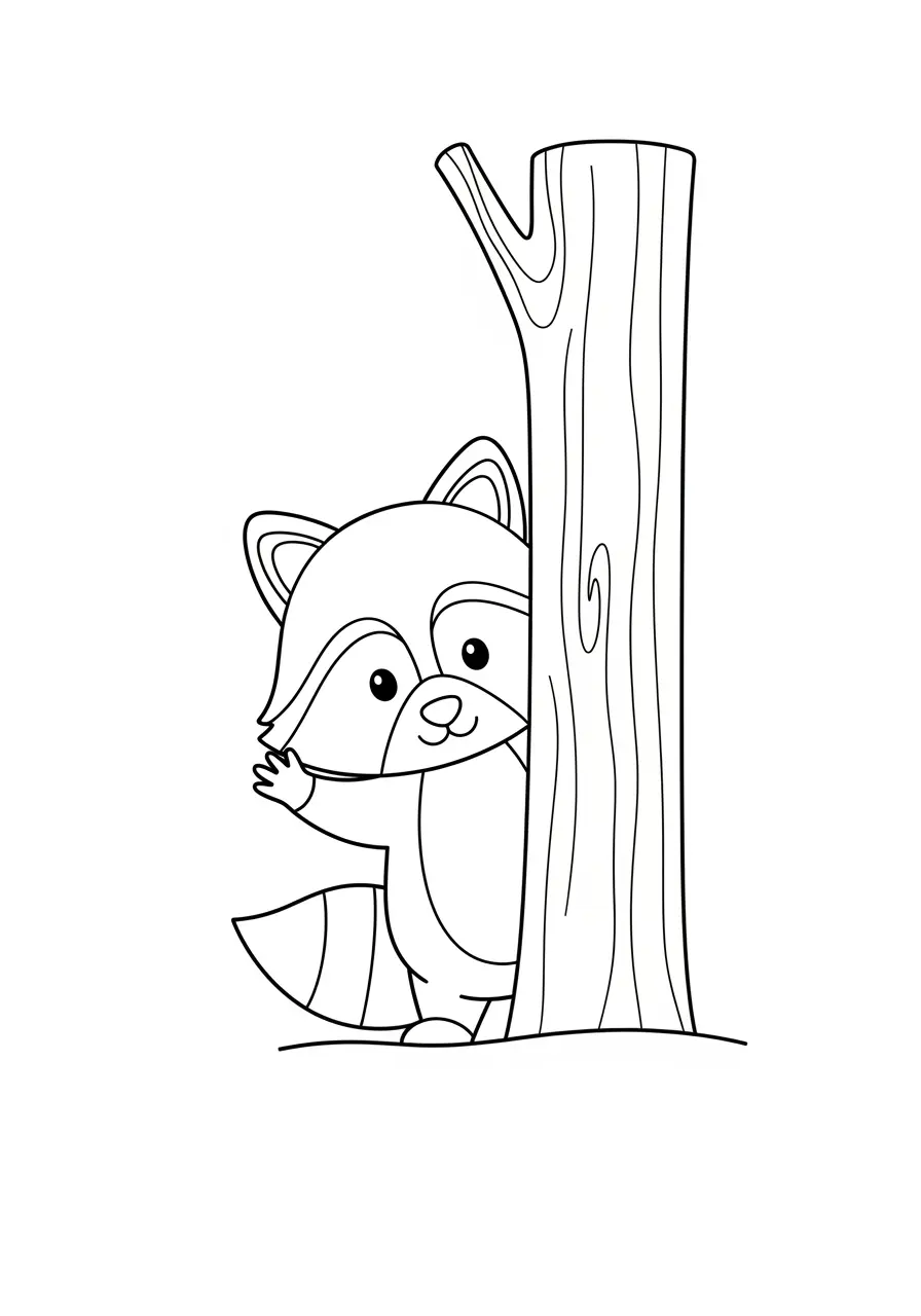 Baby Raccoon Cute Animal Coloring Page