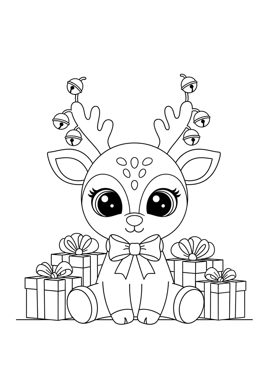 Baby Reindeer Cute Christmas Coloring Page