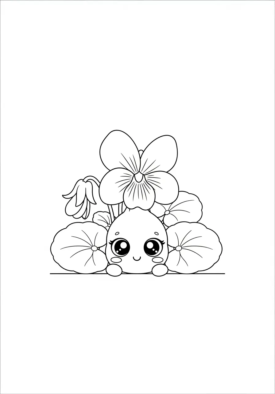 Baby Violet Cute Flower Coloring Page