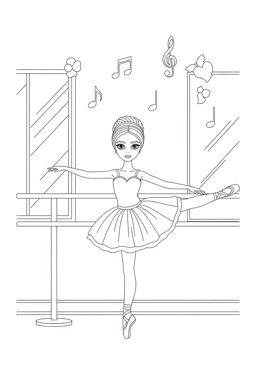Barbie Dance Studio Coloring Page