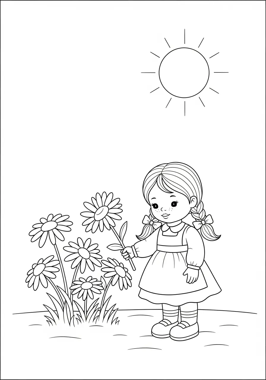 Barbie Flower Garden Coloring Page