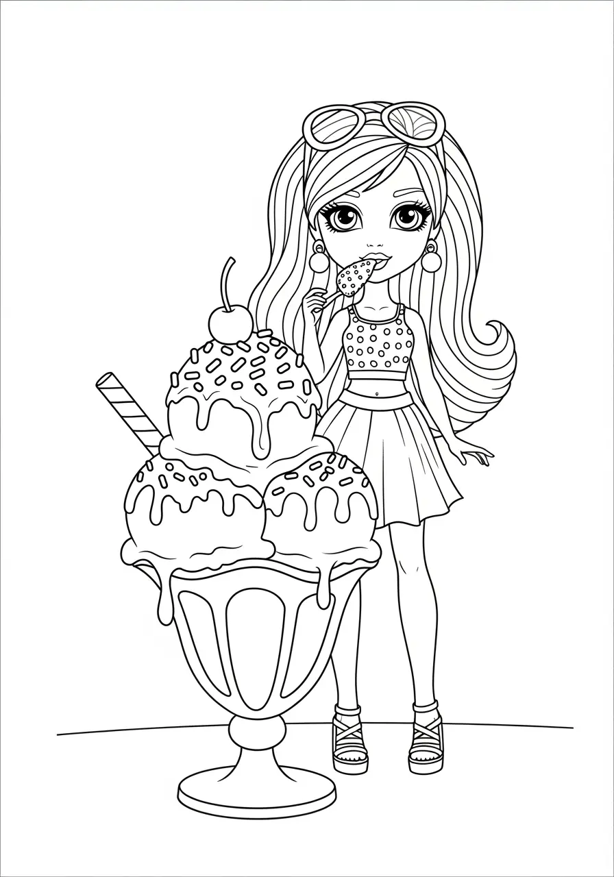 Barbie Ice Cream Coloring Page