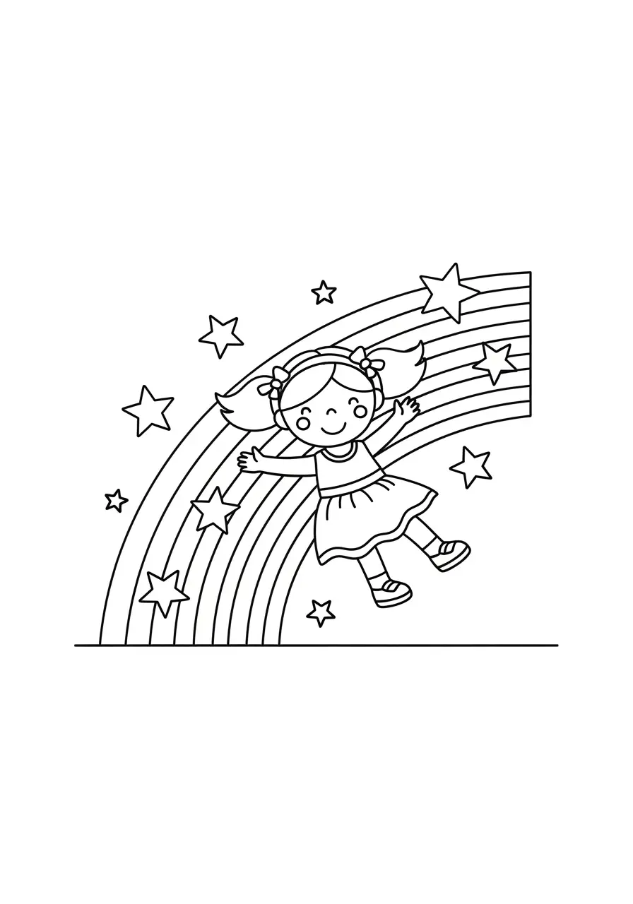 Barbie Rainbow Coloring Page