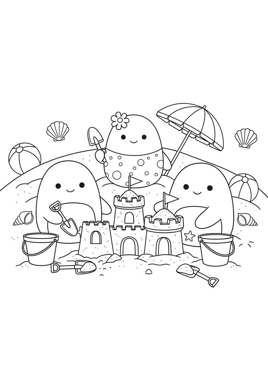 Beach Day Squishmallow Coloring Page