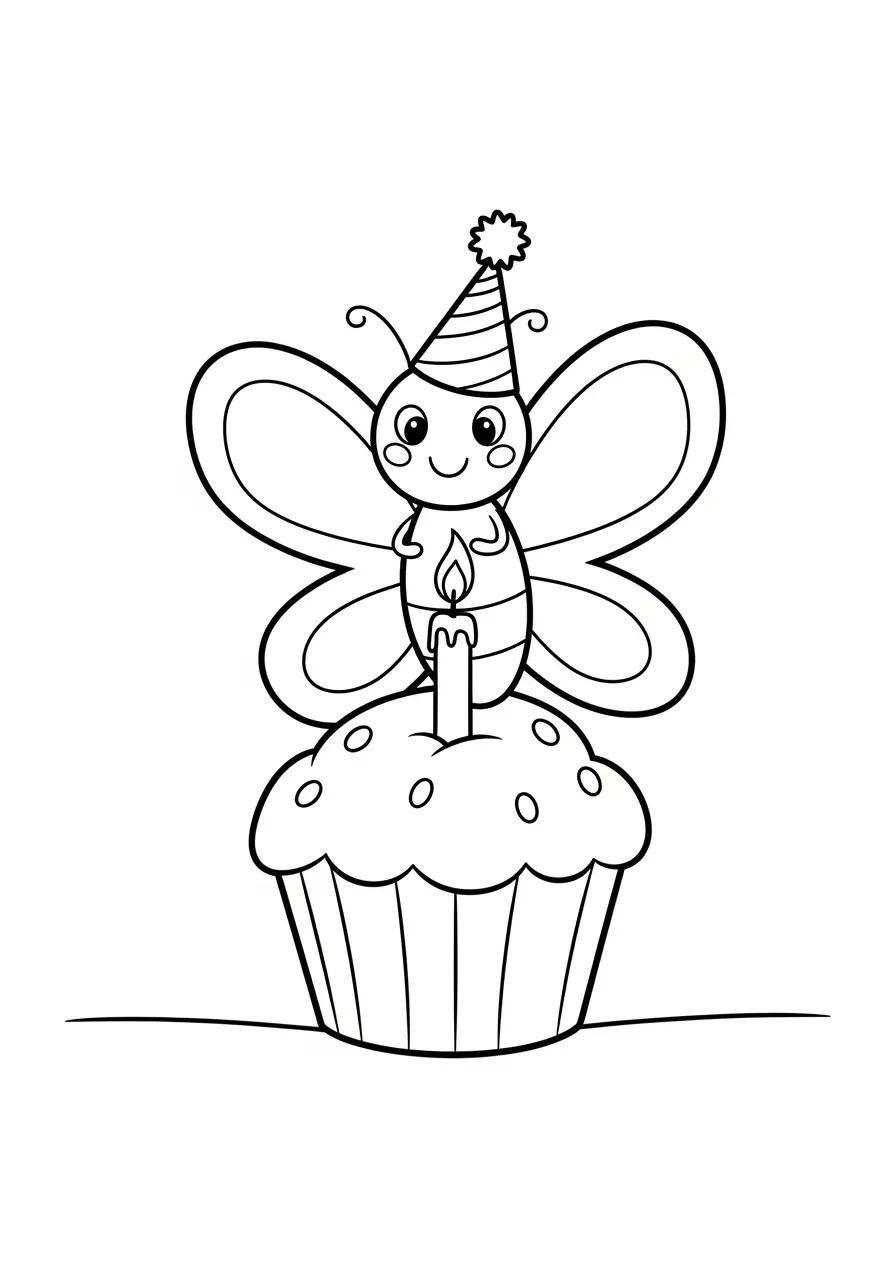 Birthday Butterfly Coloring Page