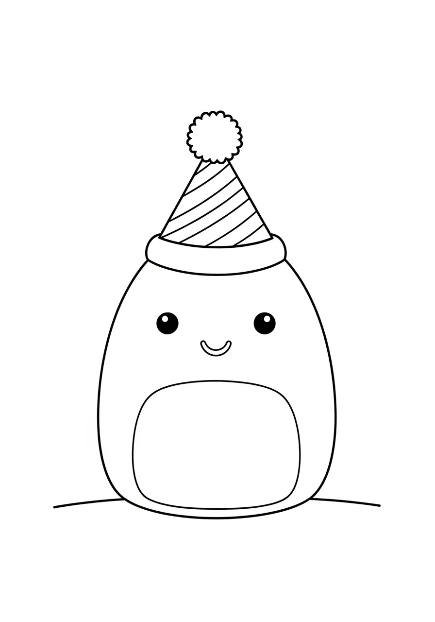 Birthday Hat Squishmallow Coloring Page