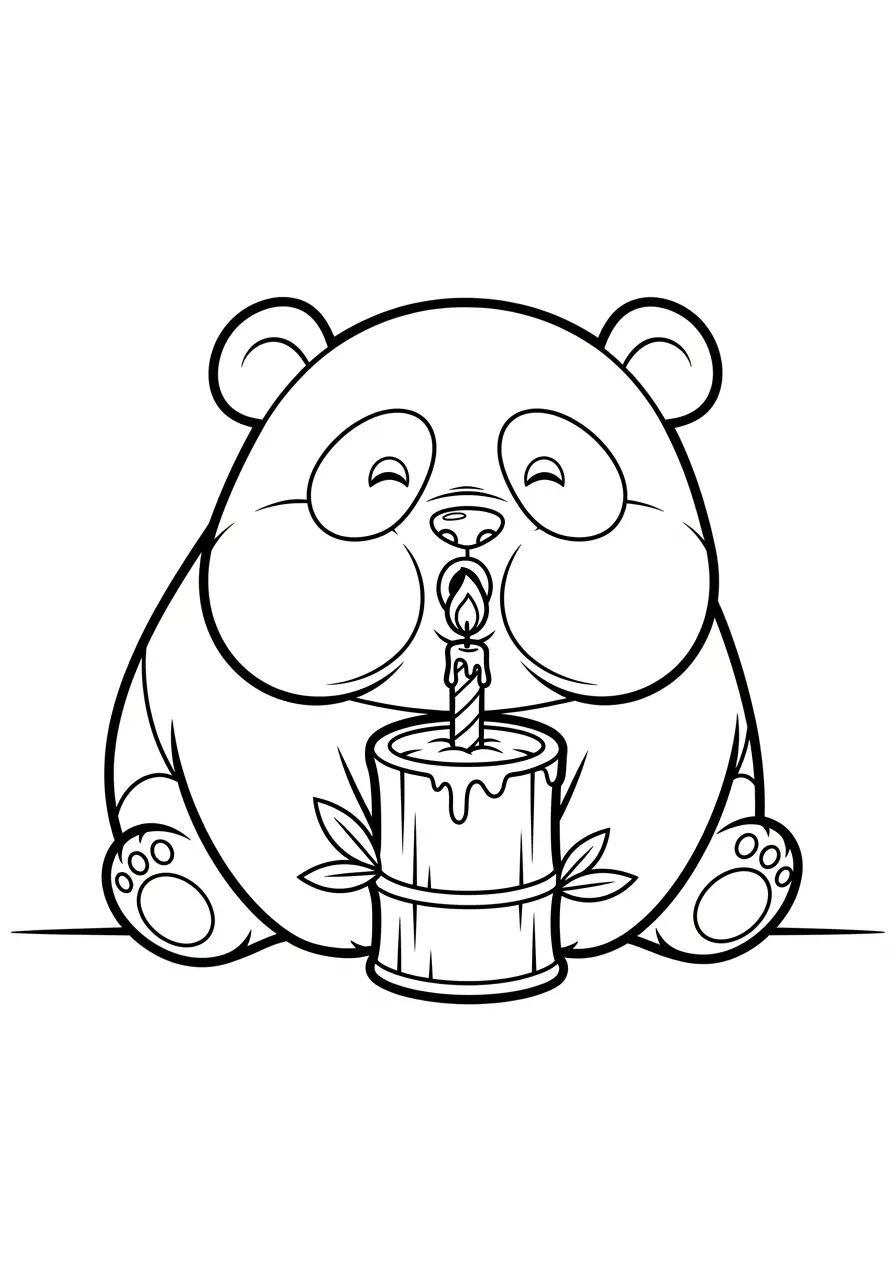 Birthday Panda Coloring Page