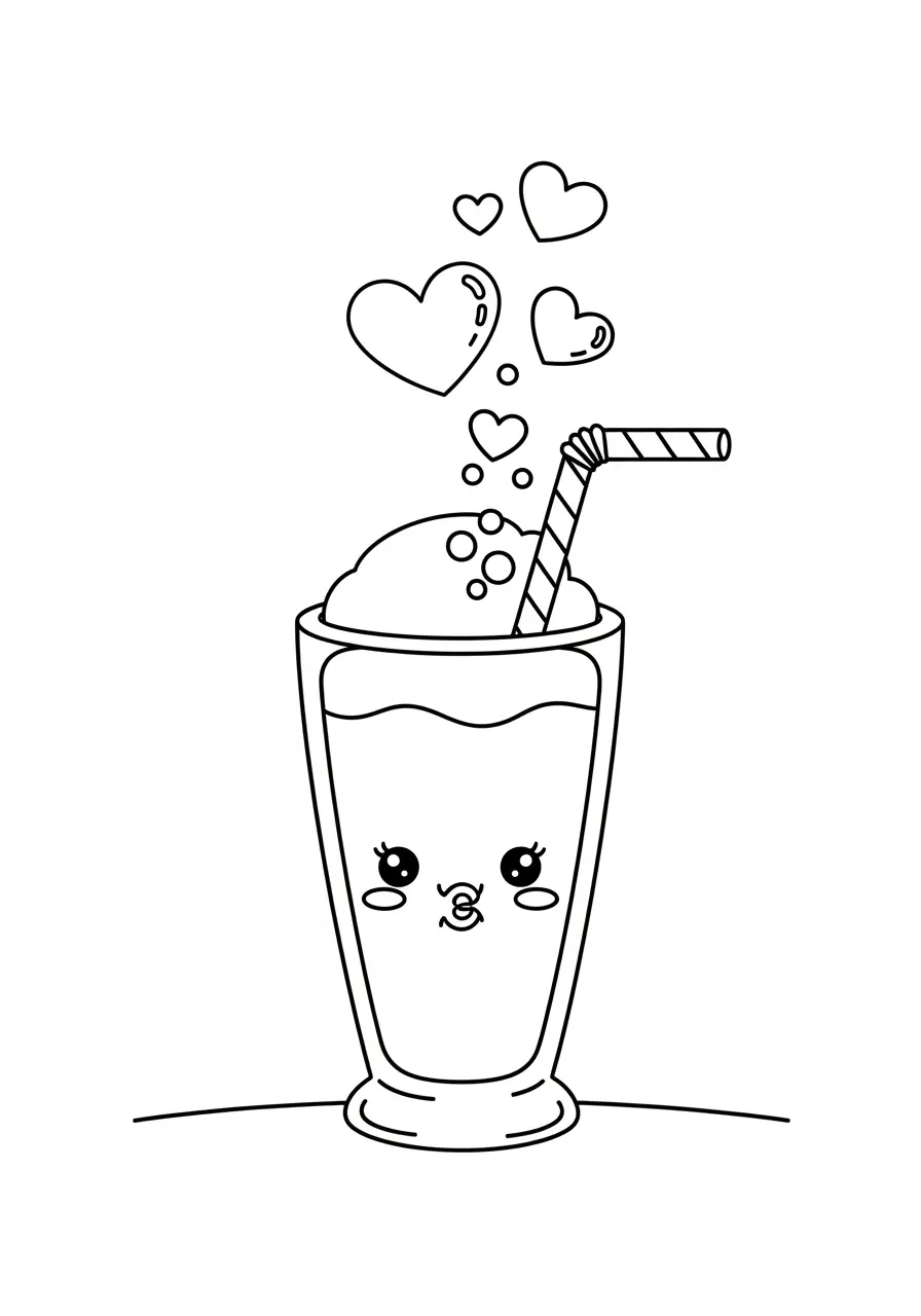 Bubbly Milkshake Ice Cream Coloring Page