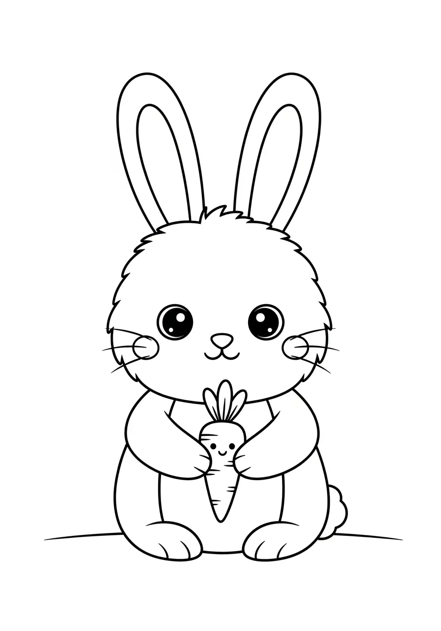 Bunny Ears Kawaii Coloring Page