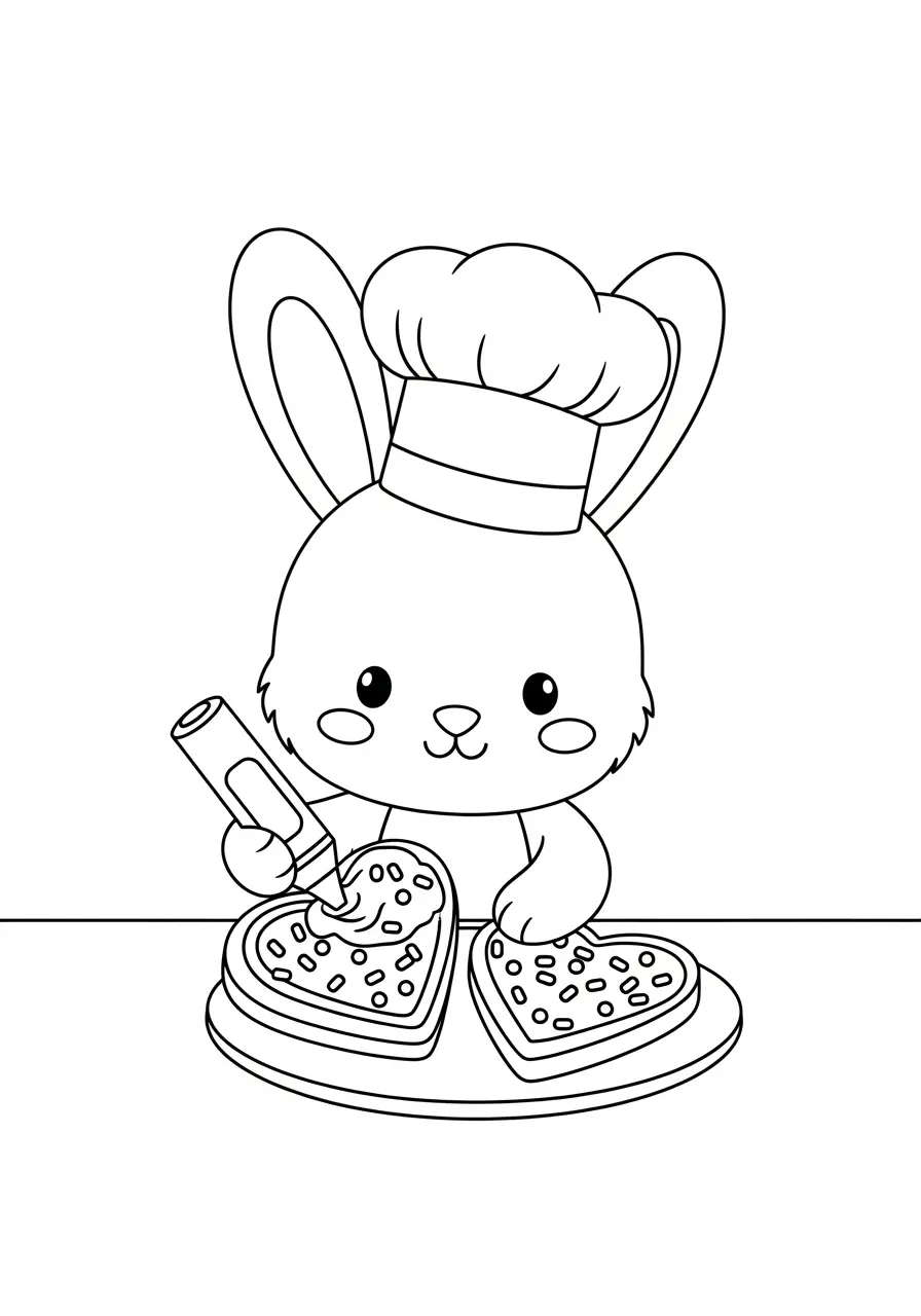 Bunny Valentine Cookie Coloring Page