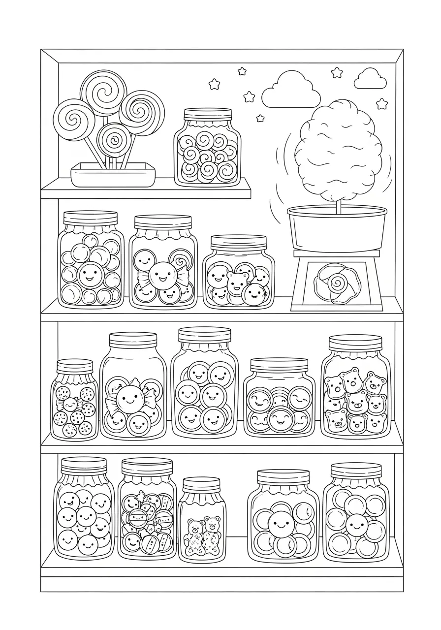 Candy Shop Dessert Coloring Page