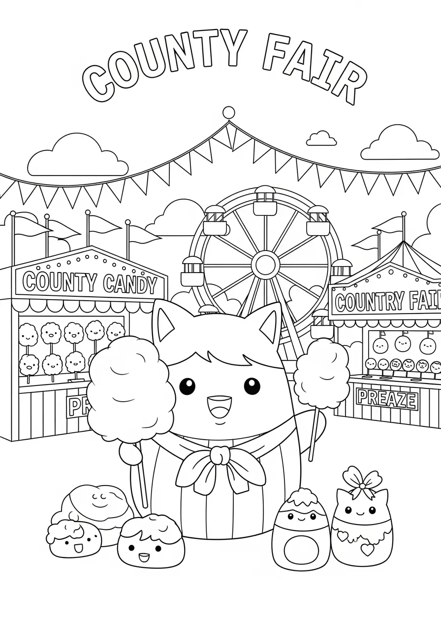 Carnival Fun Squishmallow Coloring Page