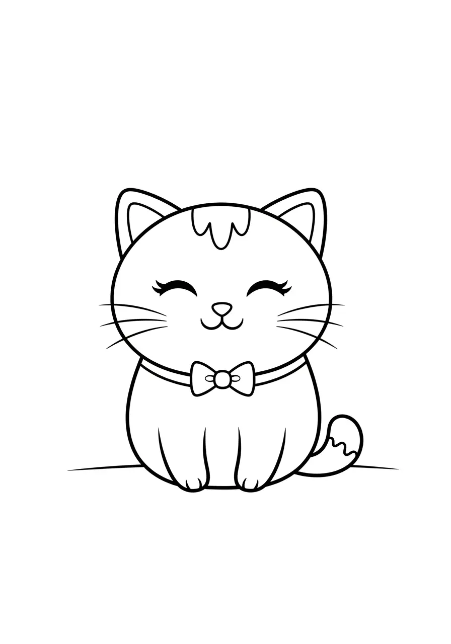 Cat Nap Kawaii Coloring Page