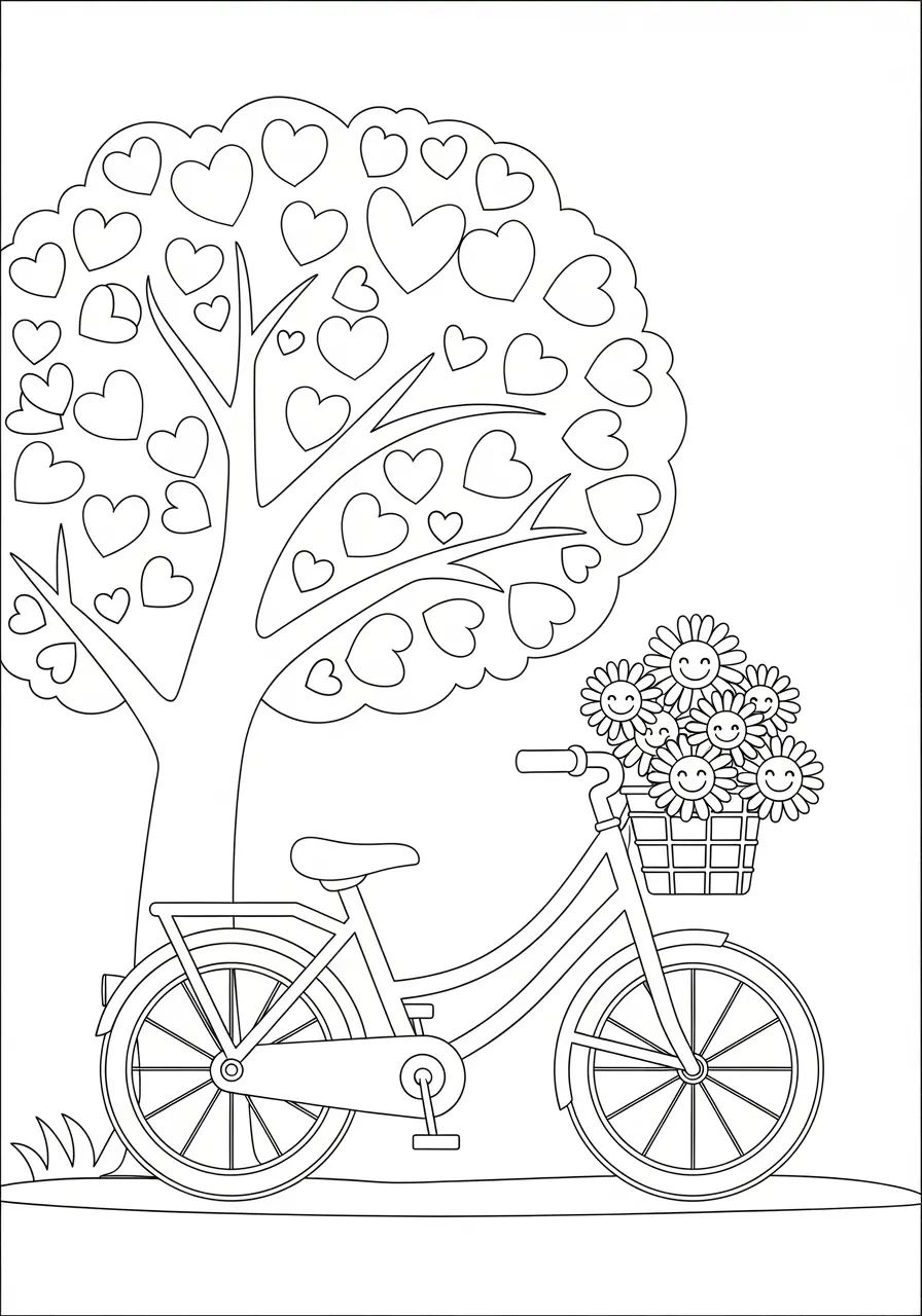 Charming Summer Bicycle Coloring Page