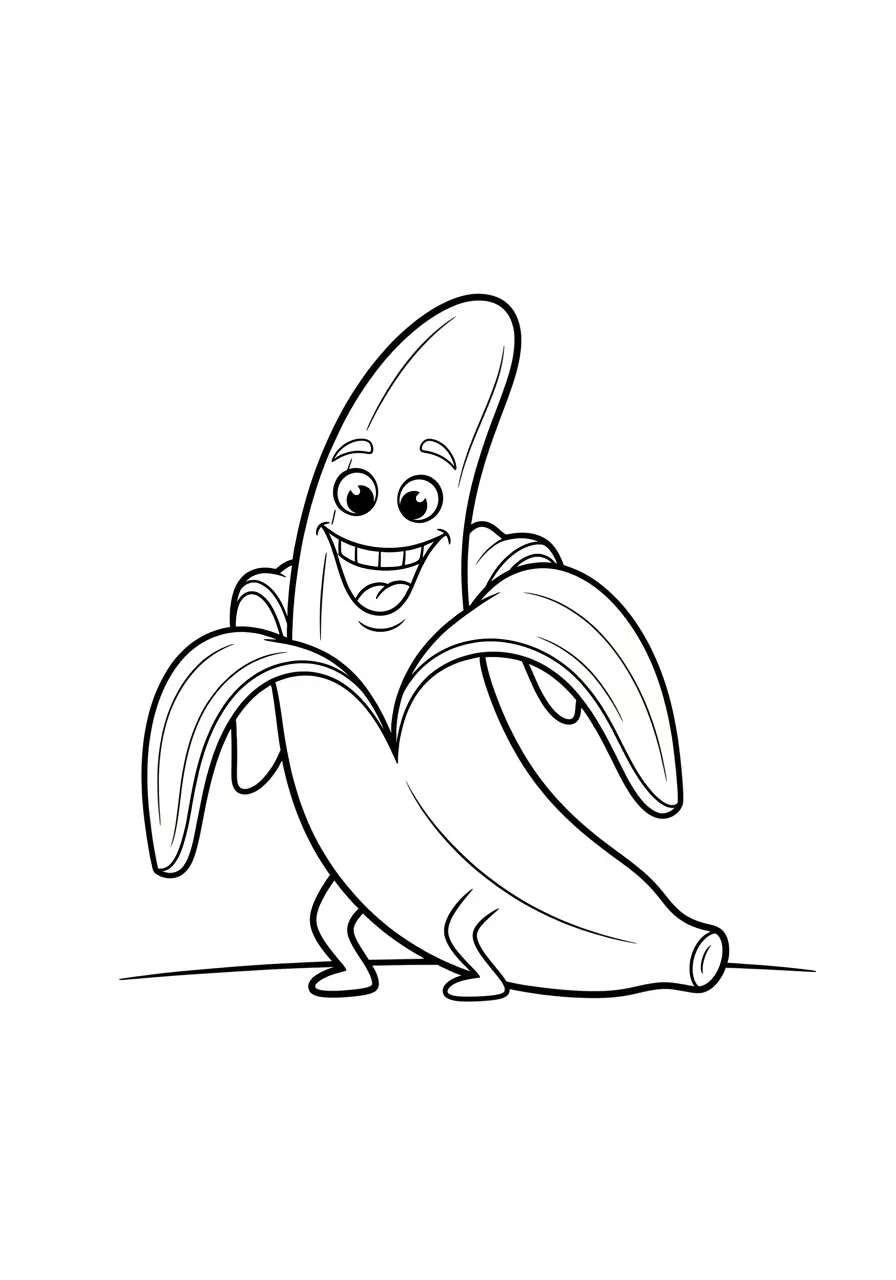 Cheerful Banana Coloring Page