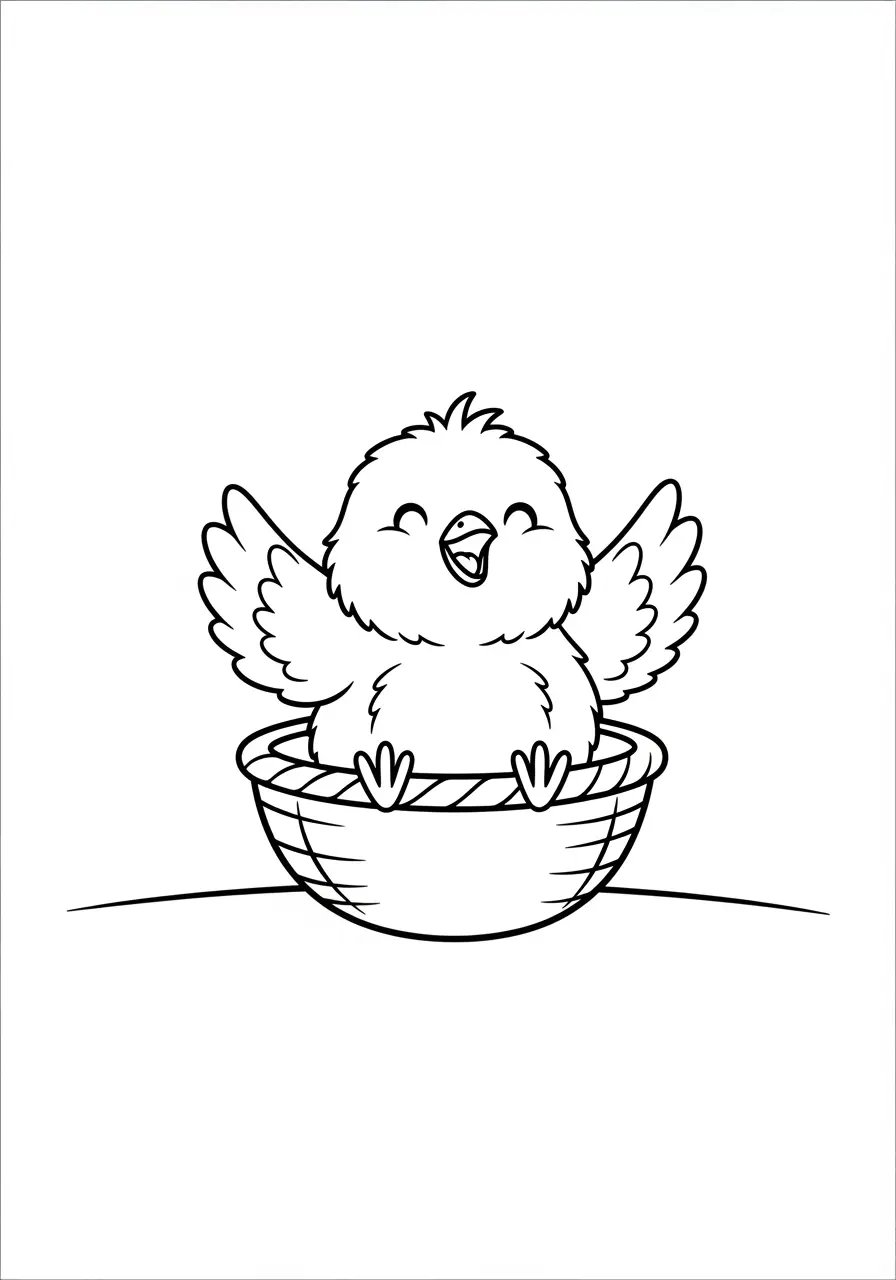 Cheerful Chick Cute Animal Coloring Page