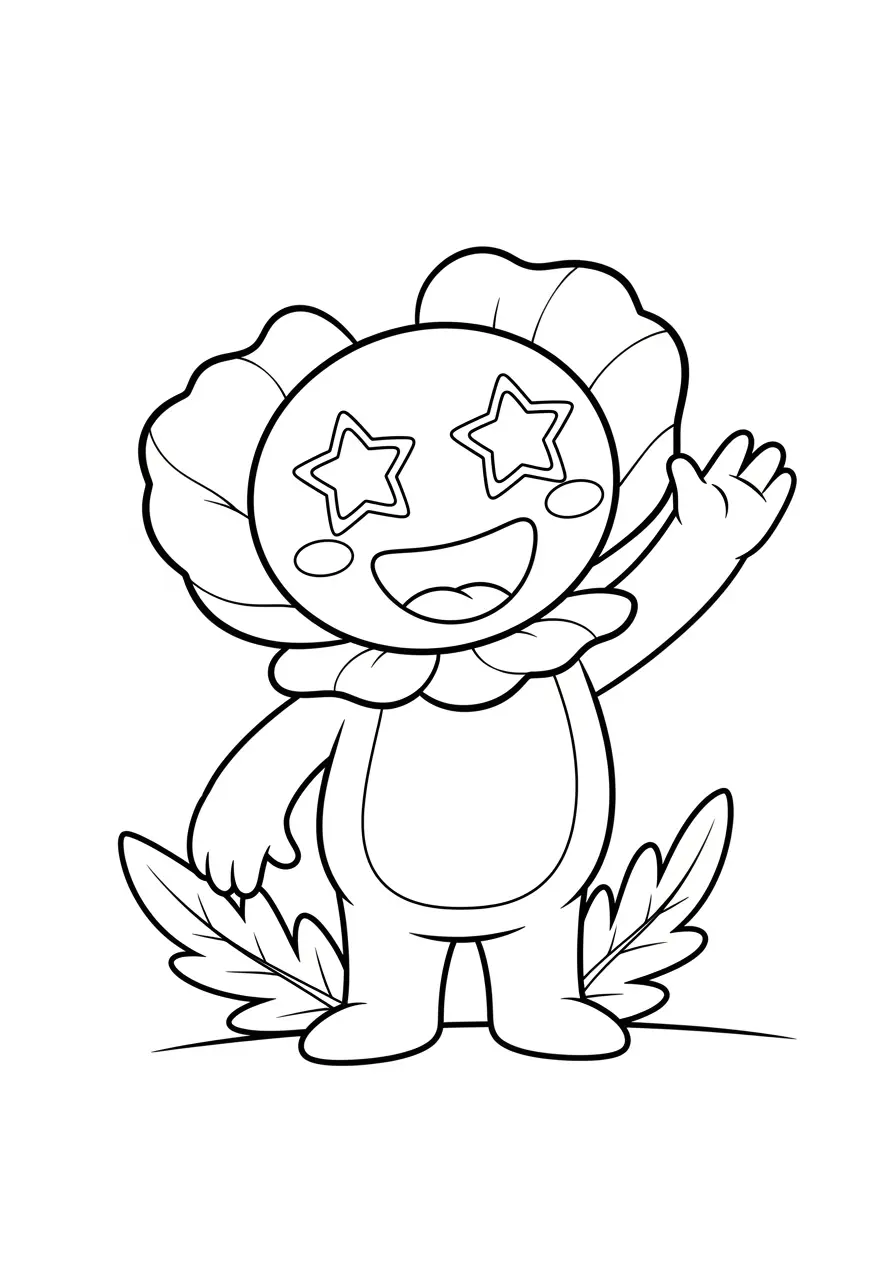 Cheerful Poppy Cute Flower Coloring Page