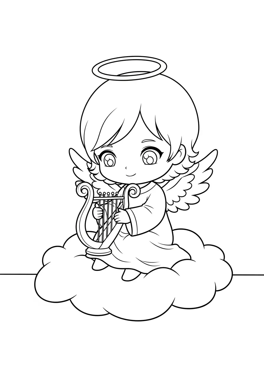 Chibi Anime Angel Coloring Page