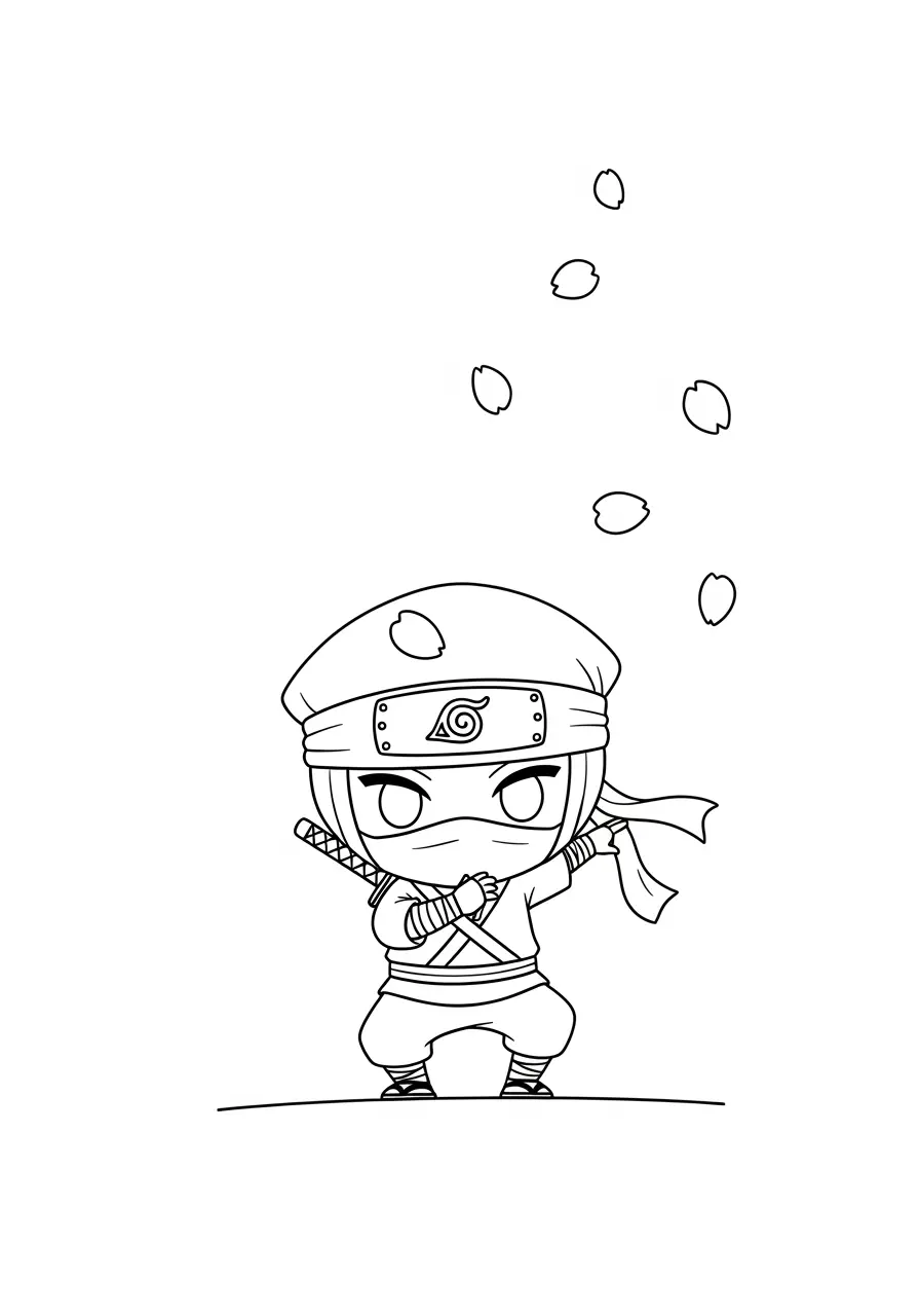 Chibi Anime Ninja Coloring Page