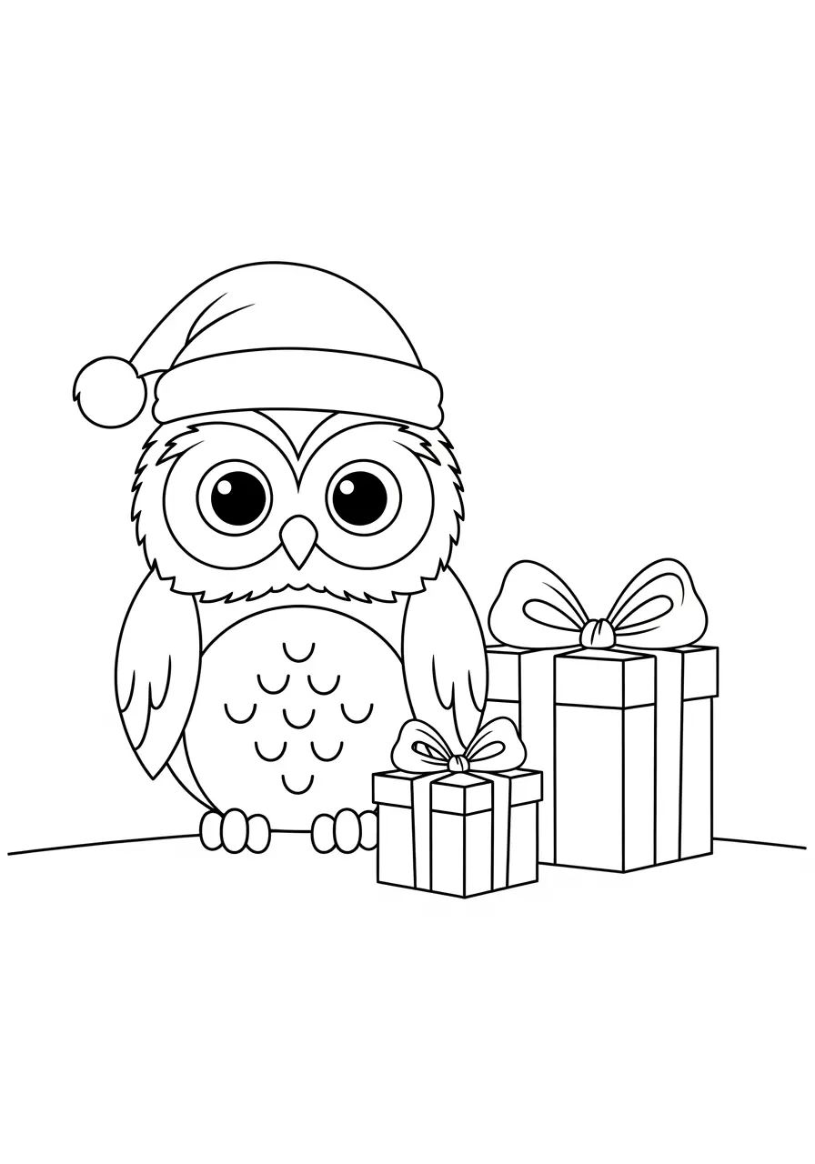 Christmas Owl Coloring Page