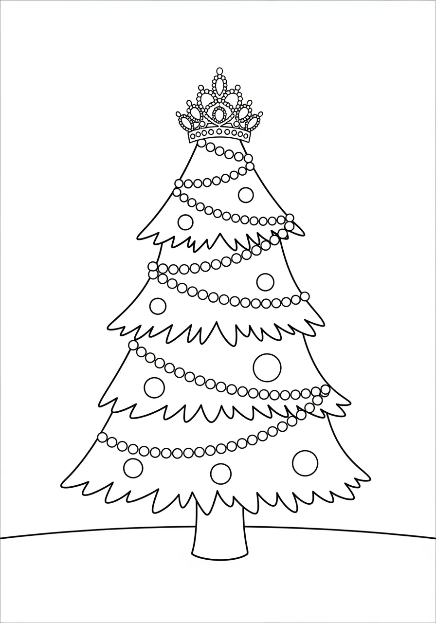 Christmas Tree Princess Coloring Page